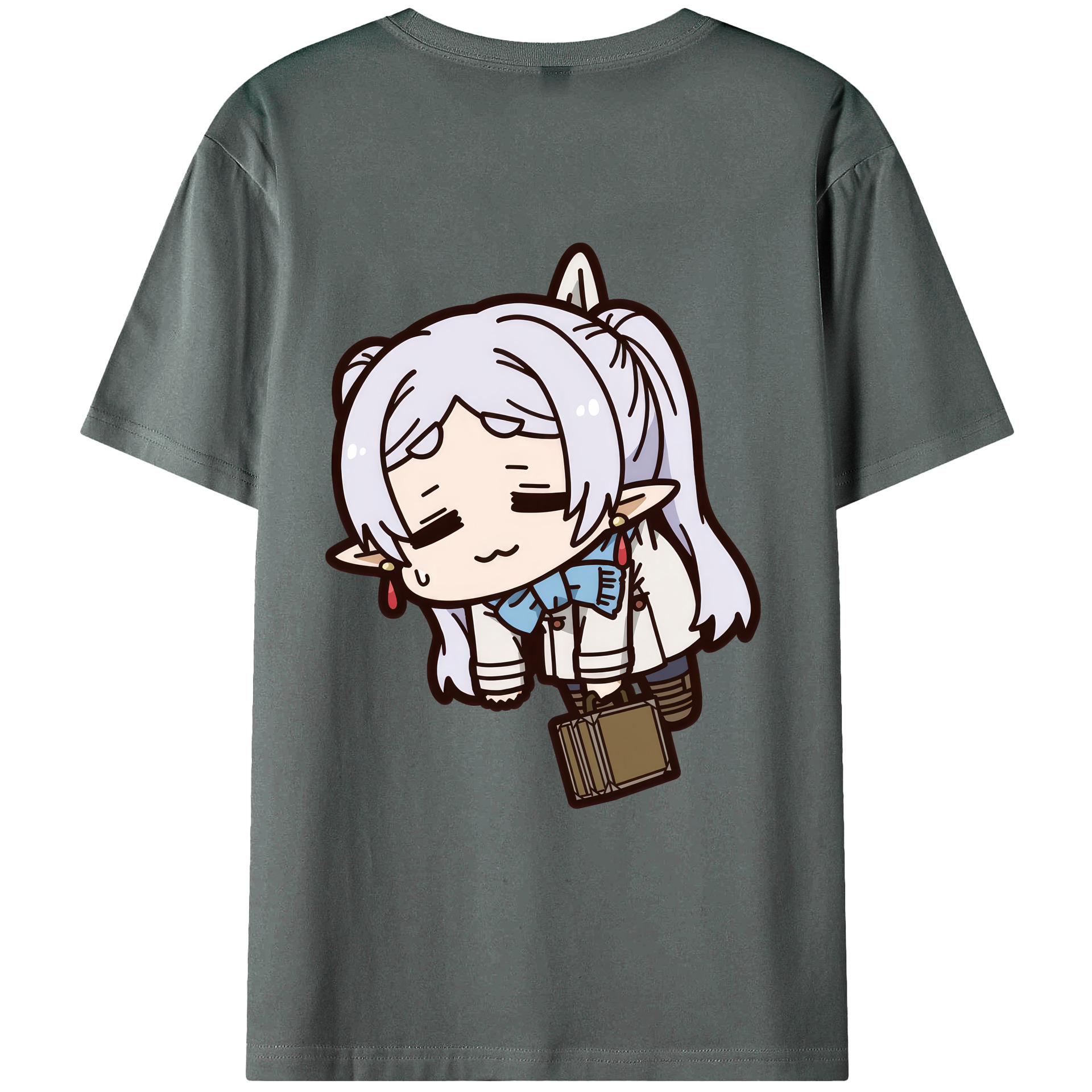 （画像用） 葬送のフリーレン Frieren 綿100％ メンズ半袖Tシャツ（バックプリント） 通気性